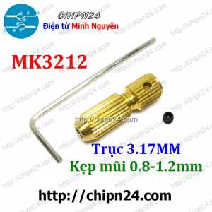 [KG1] Đầu Kẹp Mũi Khoan MK3212 (Tặng 1 Cây M3 Mở Lục Giác) (Trục 3.17mm Kẹp mũi từ 0.8-1.2mm)
